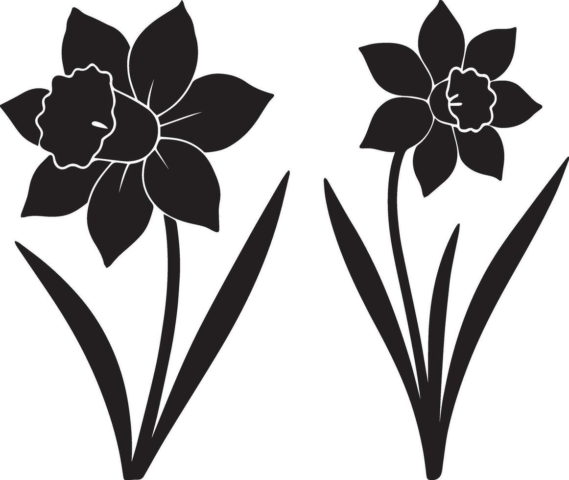 Daffodil Flower Silhouette Clipart vector