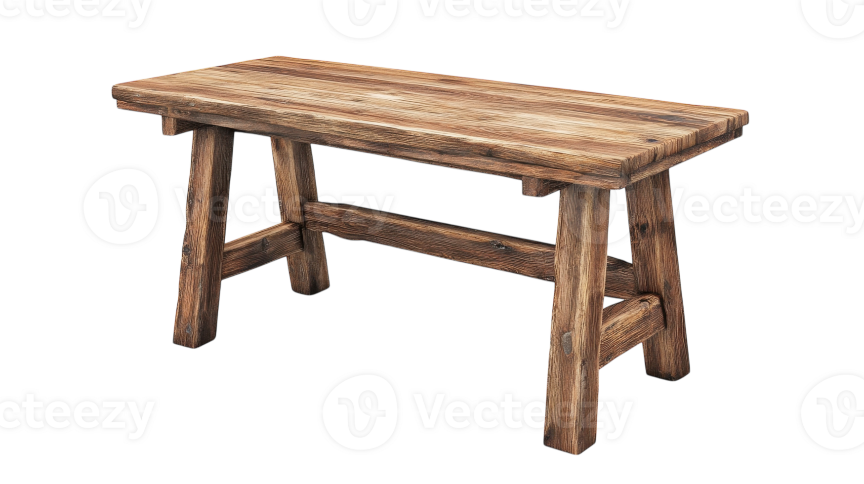 Rustic wooden table with sturdy legs ideal for dining or outdoor gatherings png