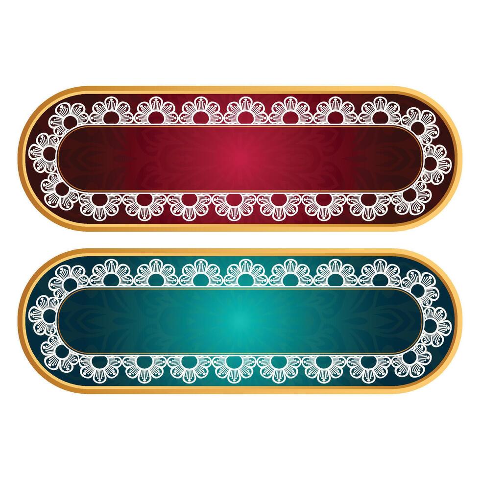 luxury golden arabic islamic text box title frame border set with ornamental illustration design art vector