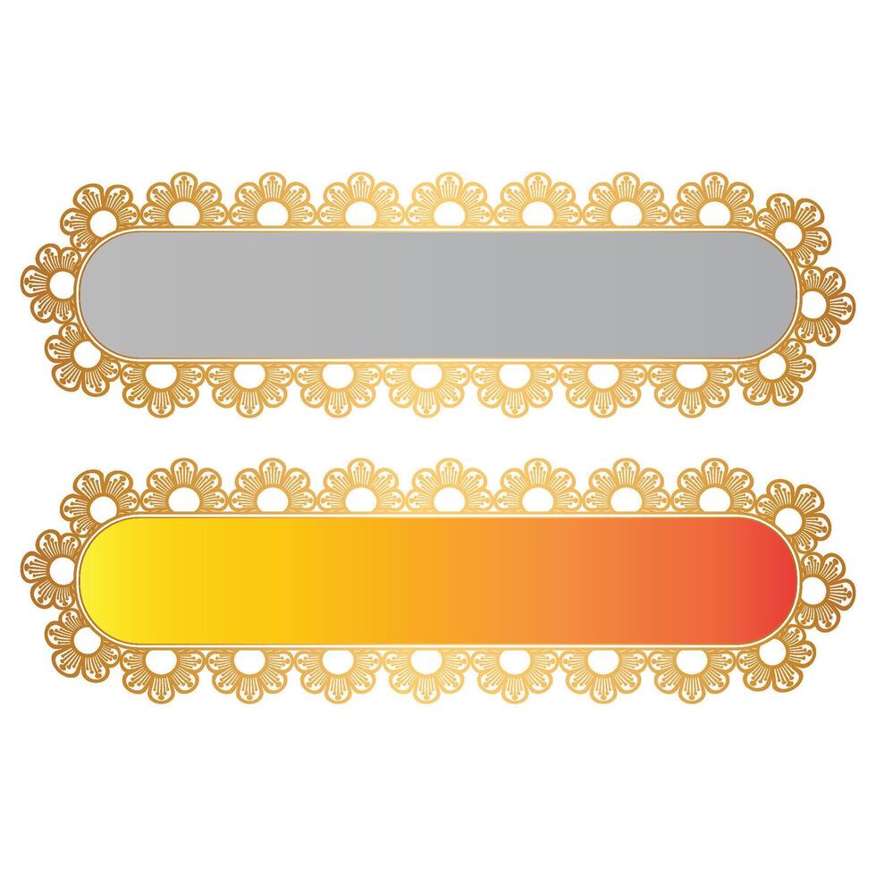 luxury arabic islamic text box title frame border set with floral ornamental mandala circle pattern illustration gold pattern vector