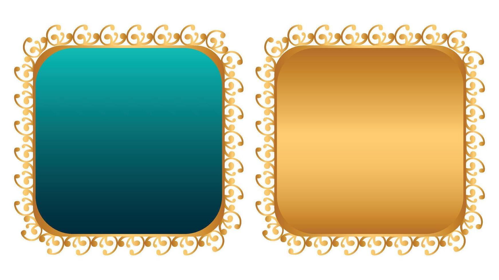 Luxury golden arabic islamic text box title frame border banner set vector