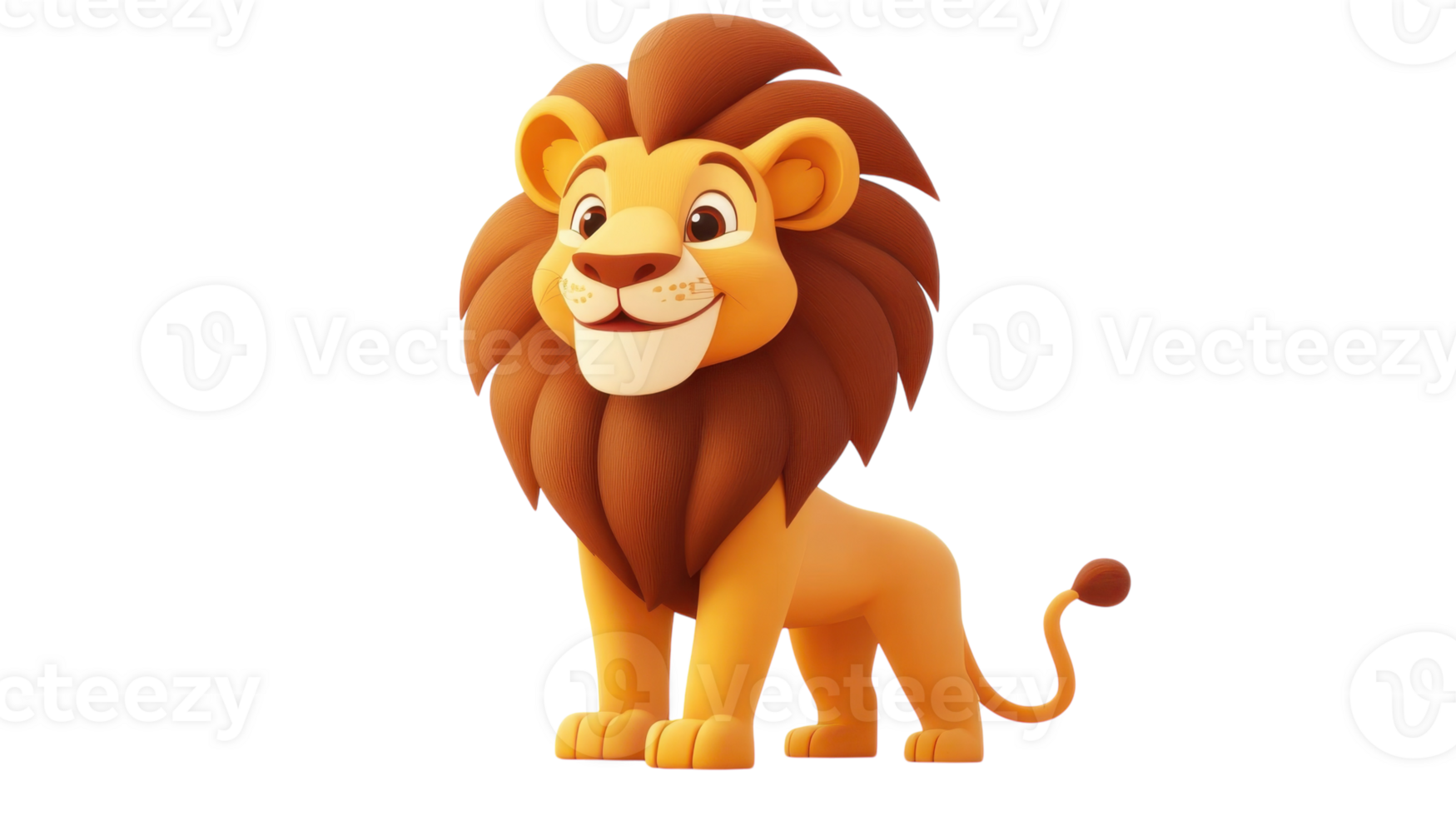 Cartoon lion character stands confidently with a friendly expression and vibrant colors png