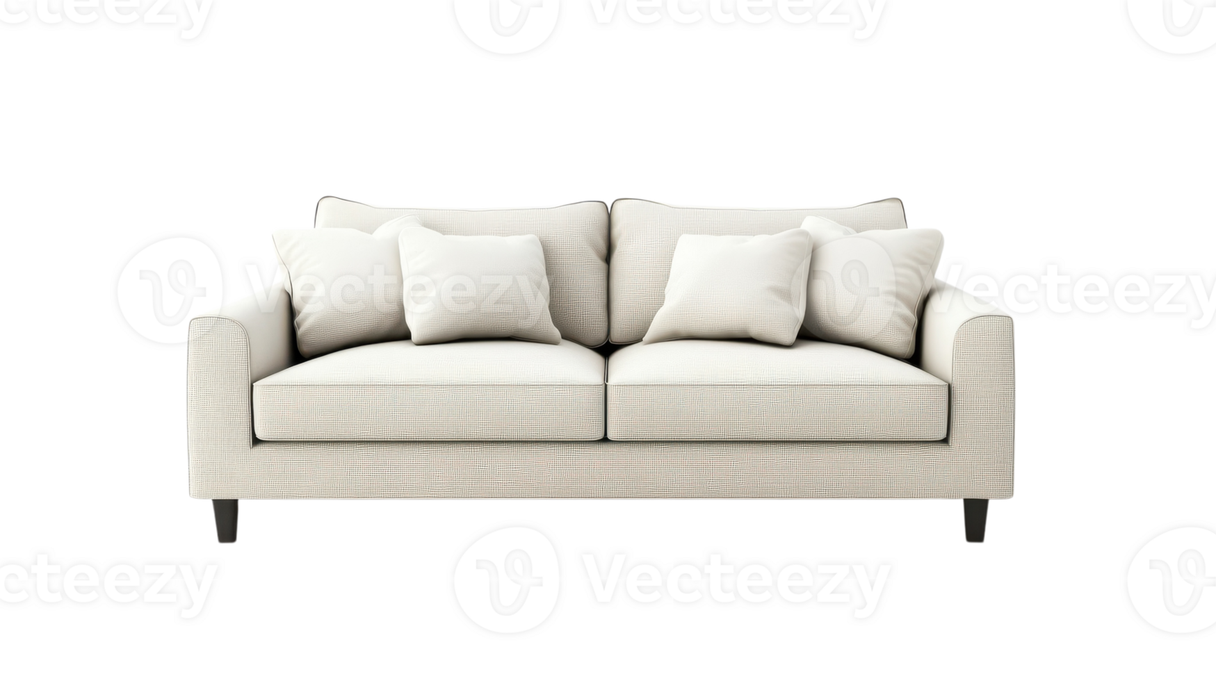 Modern light-colored sofa with plush cushions in a simple design ideal for contemporary living spaces png
