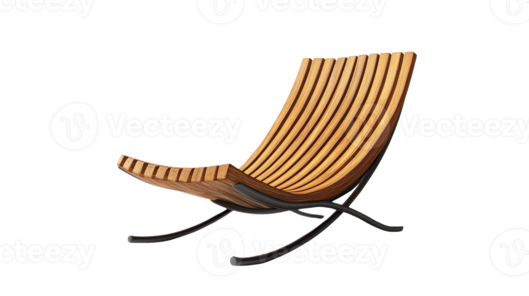 Elegant wooden lounge chair with curved design showcased against a plain background for modern decor inspiration png