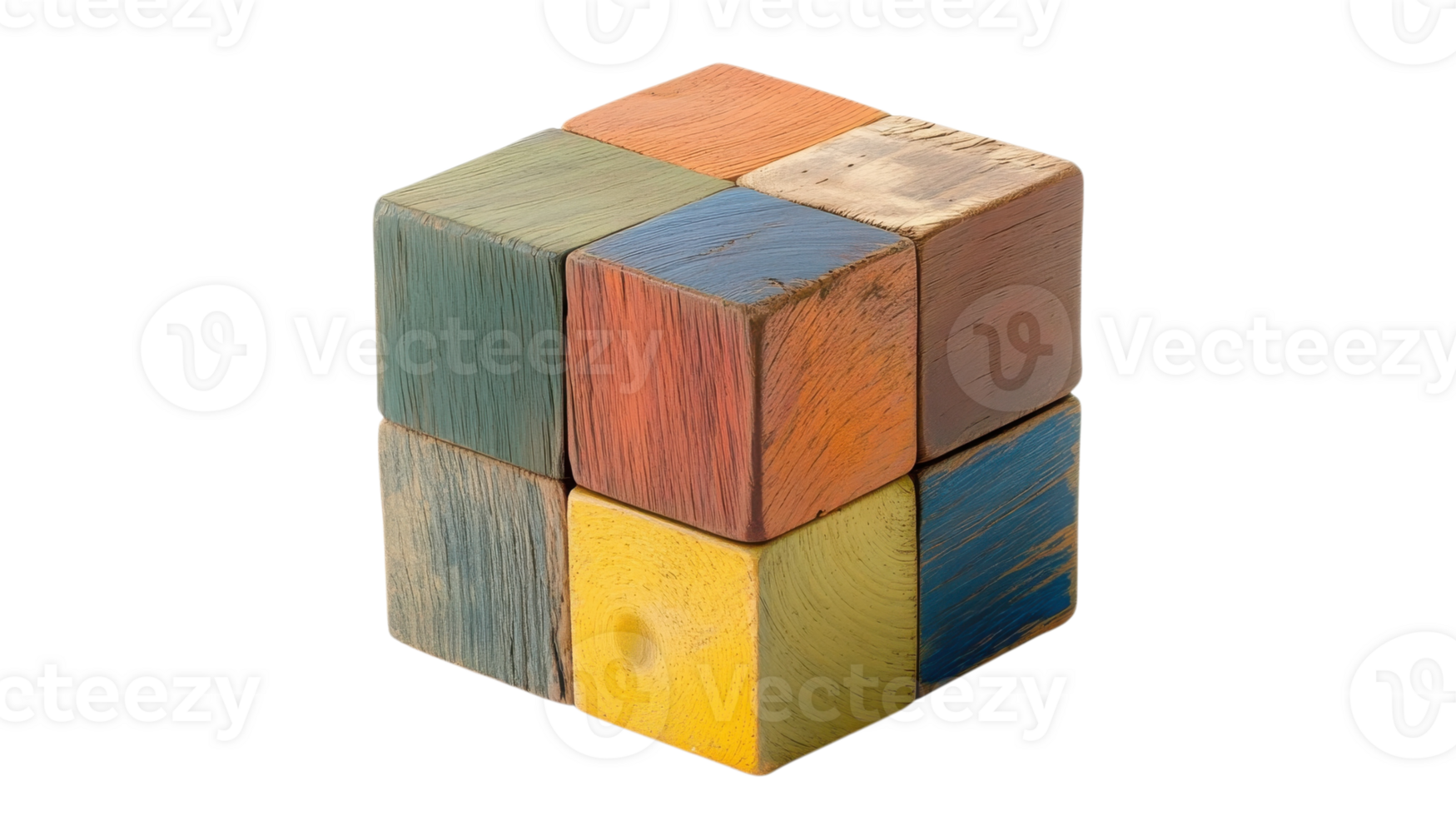 Colorful wooden puzzle cube on a plain background showcasing playful design and craftsmanship png