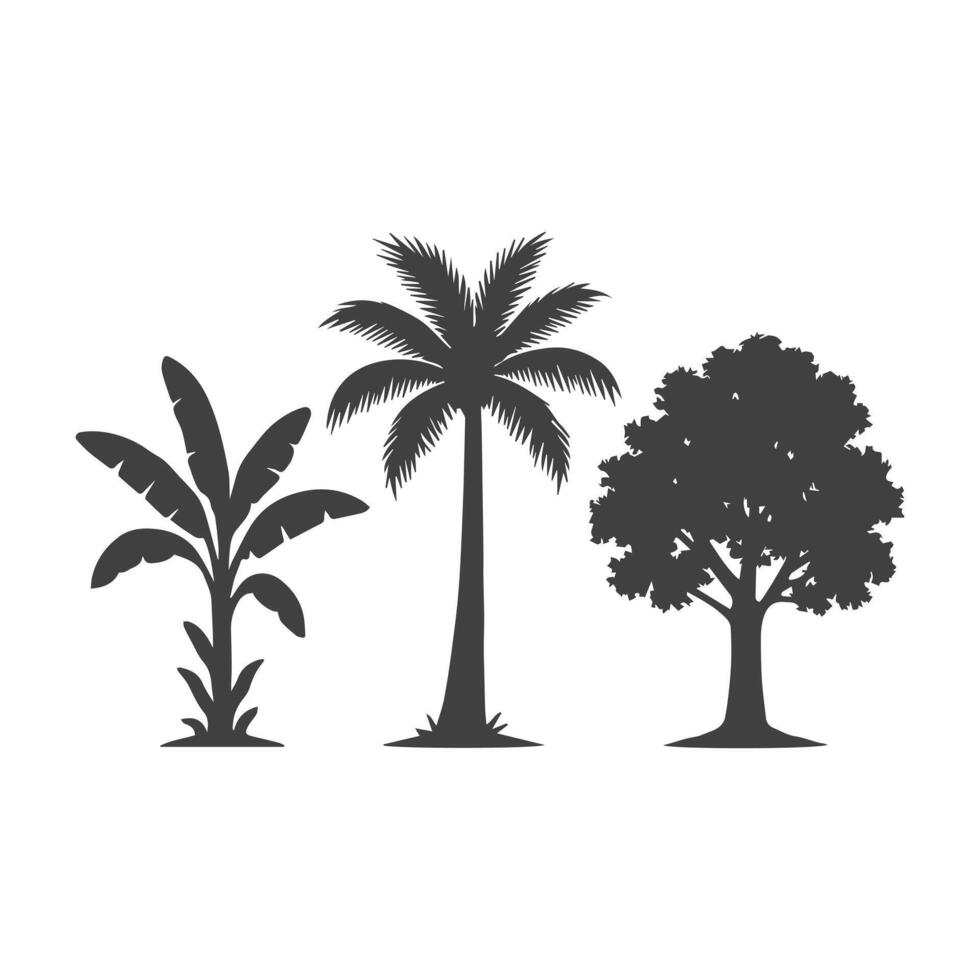 Black Silhouettes of Trees Illustration Sets vector