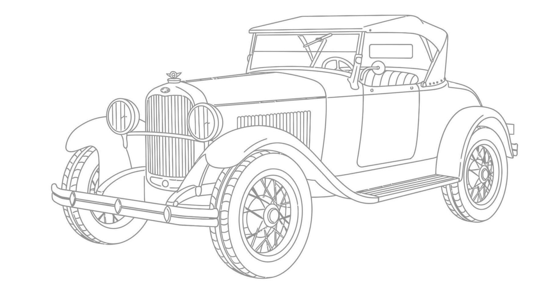1930 ford model a car coloring page vector