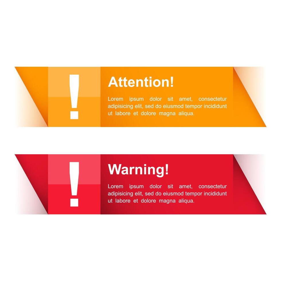 Attention and warning banners with exclamation mark vector
