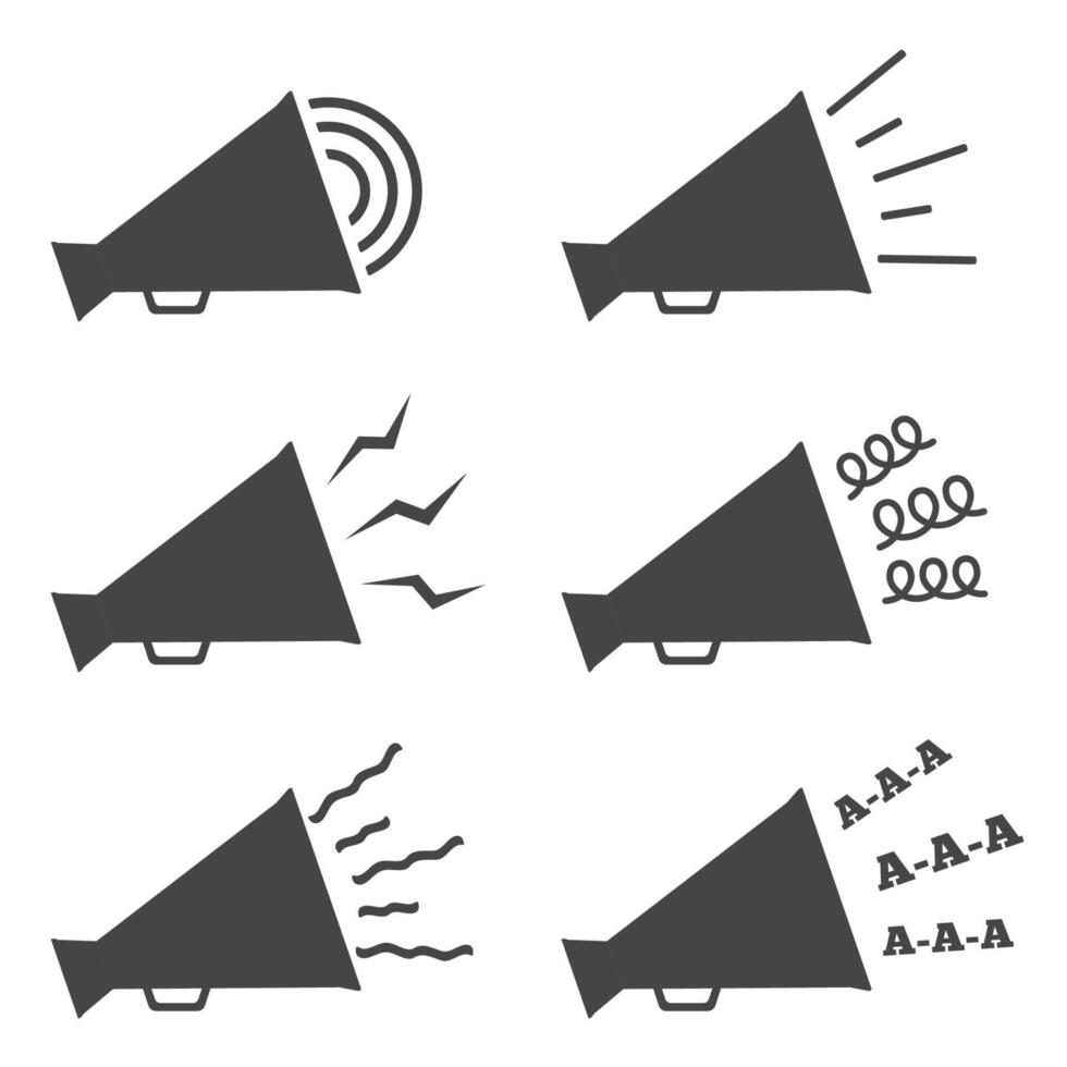 Megaphone icons, silhouettes on white background vector