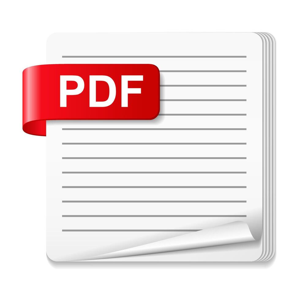 PDF file icon with red ribbon vector
