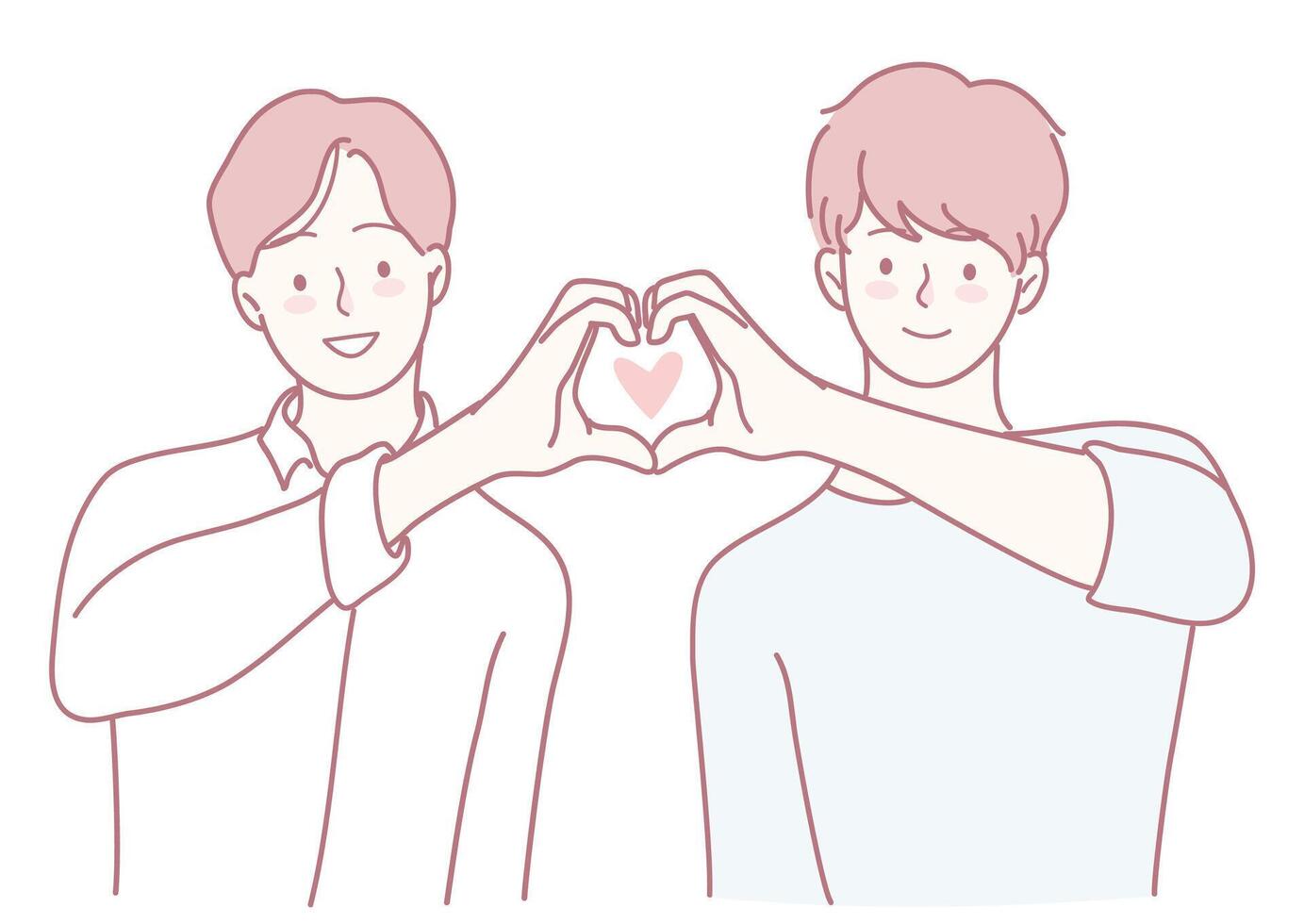 An Illustration Depicting Two Friends Forming a Heart Gesture to Celebrate Their Bonding vector