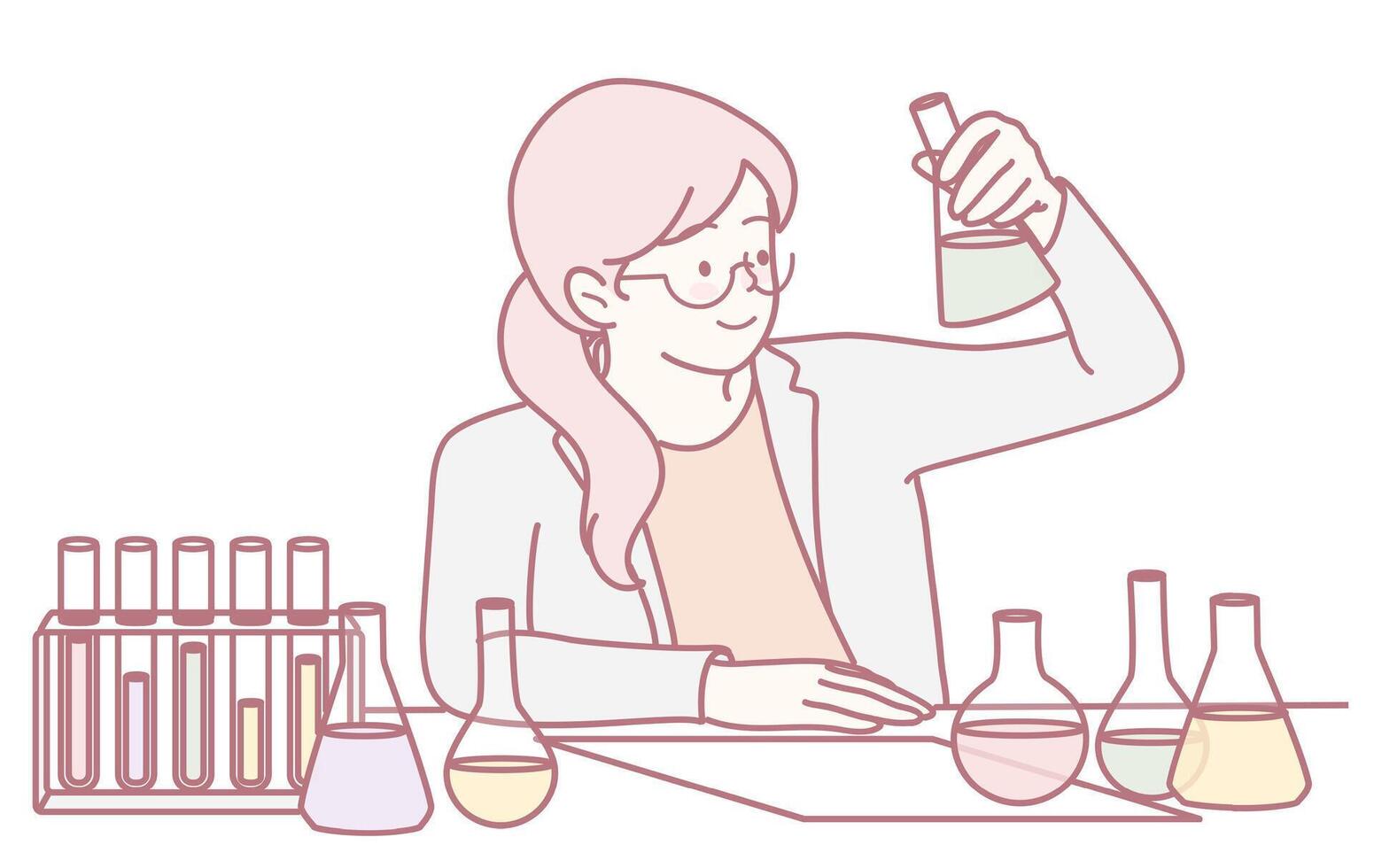 A scientist is conducting various laboratory experiments with different chemicals in a lab vector