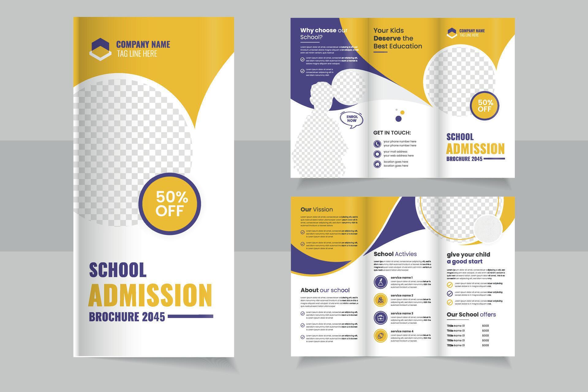 Creative School Admission trifold Brochure Design Showcasing ...
