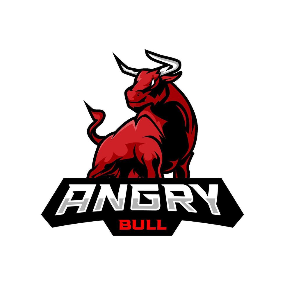 angry bull mascot logo design vector