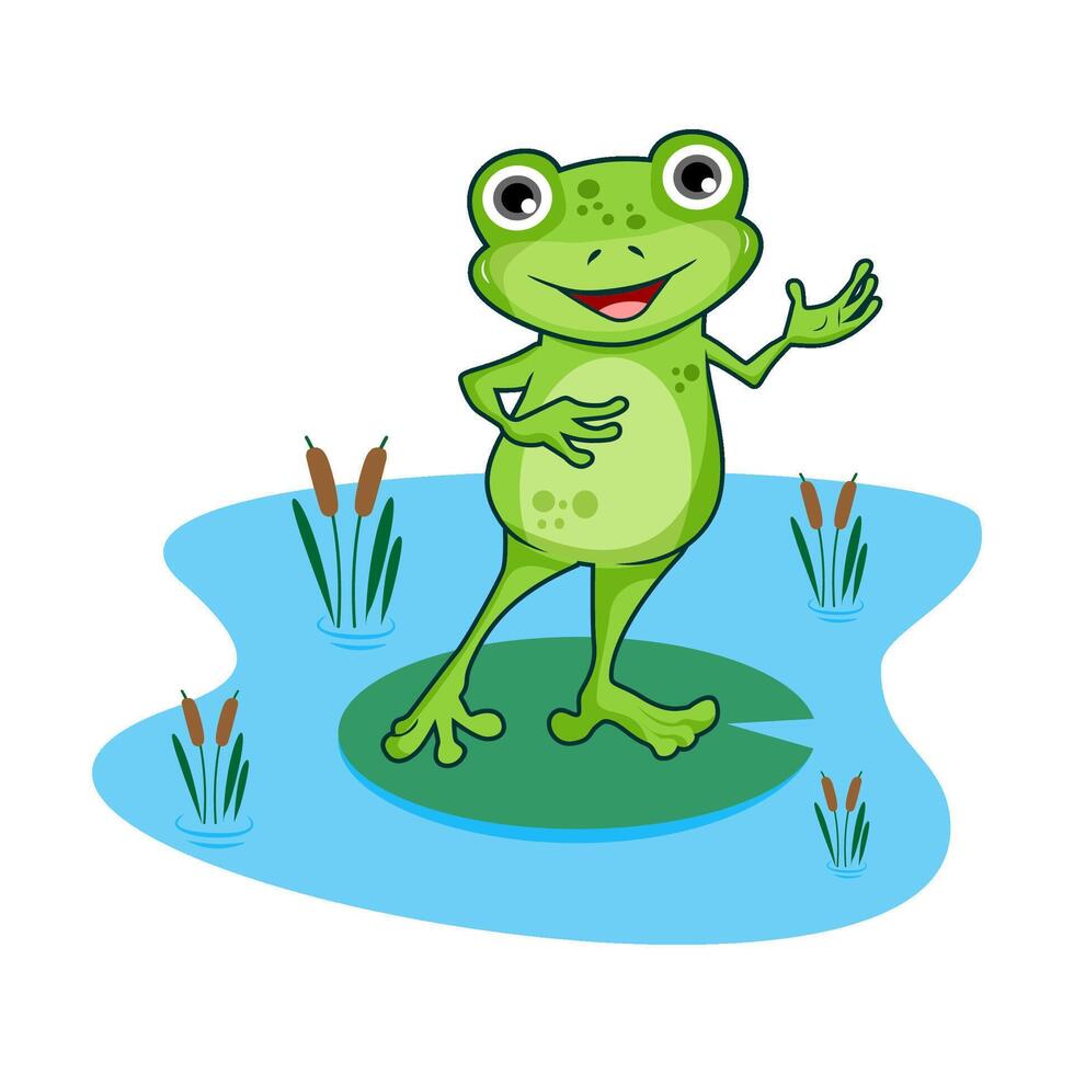 cute frog cartoon illustration vector