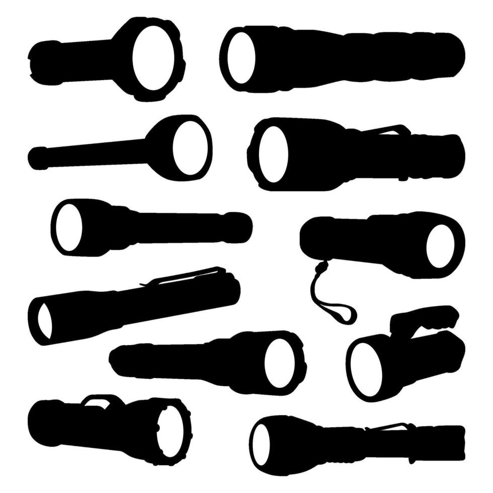 flashlight silhouettes collection set vector