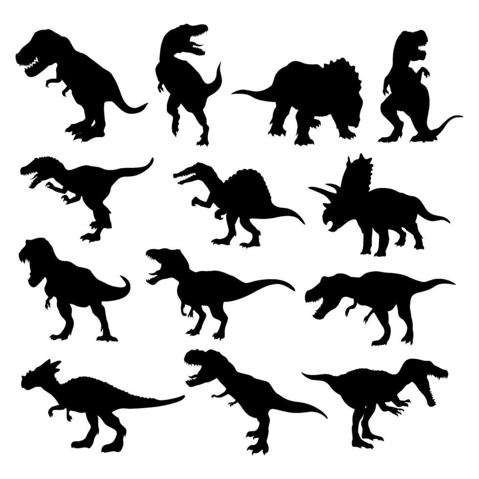 dinosaur silhouettes image collection set vector