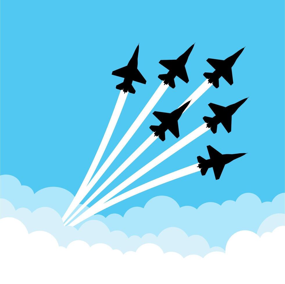 jets formation in sky image illustration vector