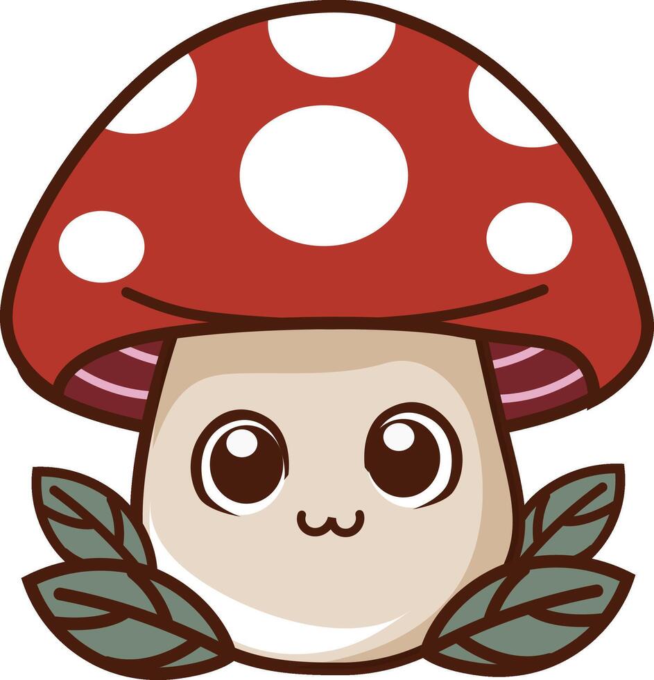 kawaii mushroom smile cute cartoon vector