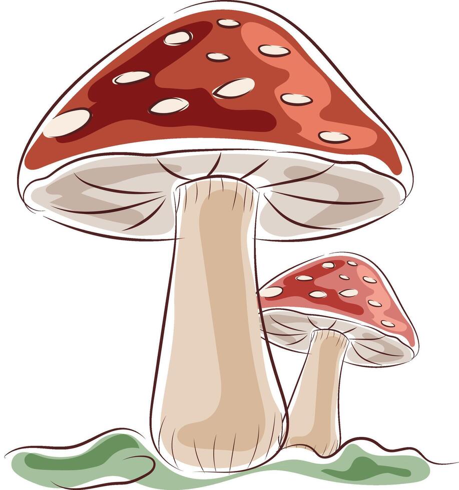 mushrooms autumn element marker doodle style vector
