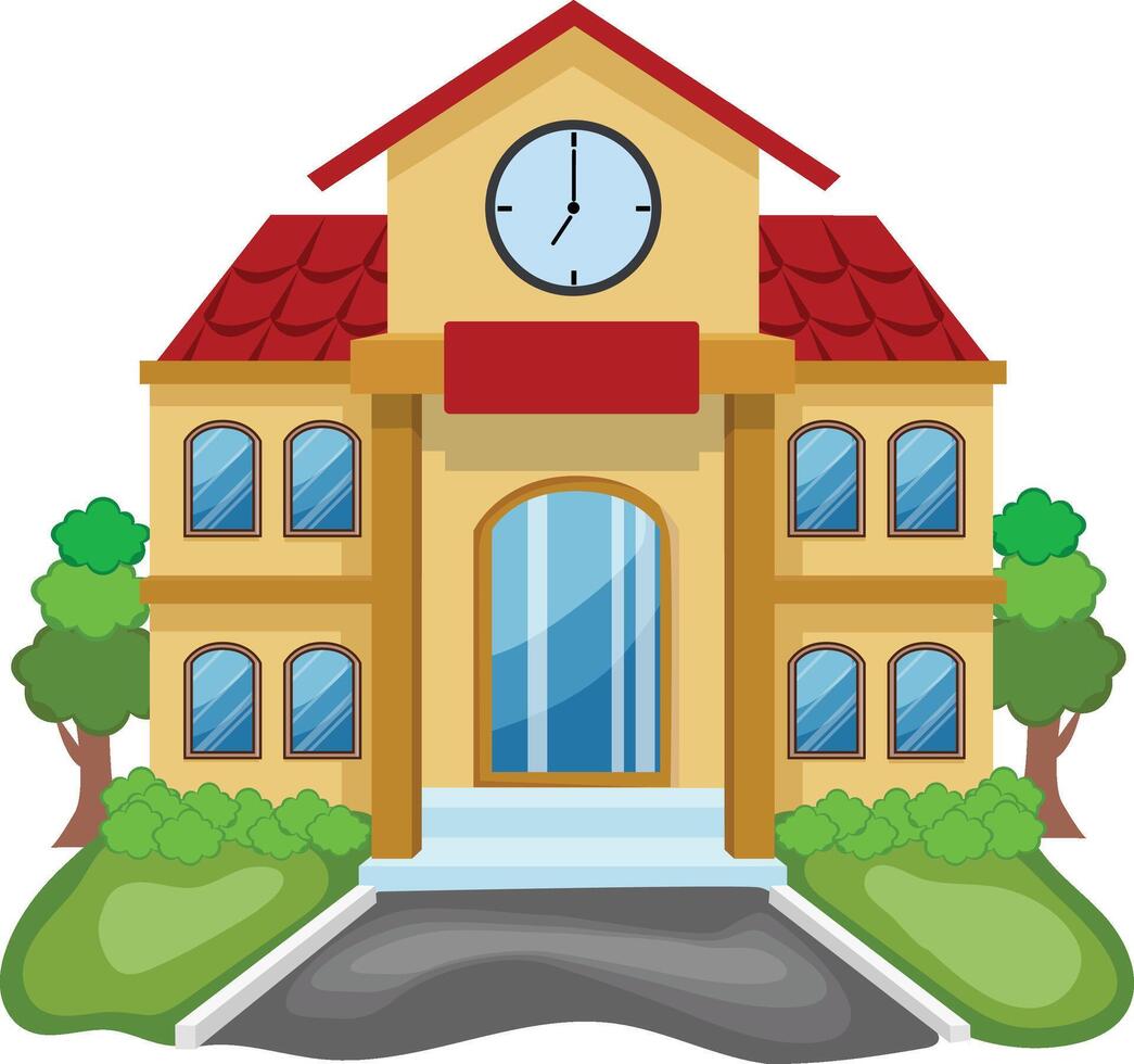 school building cartoon campus vector