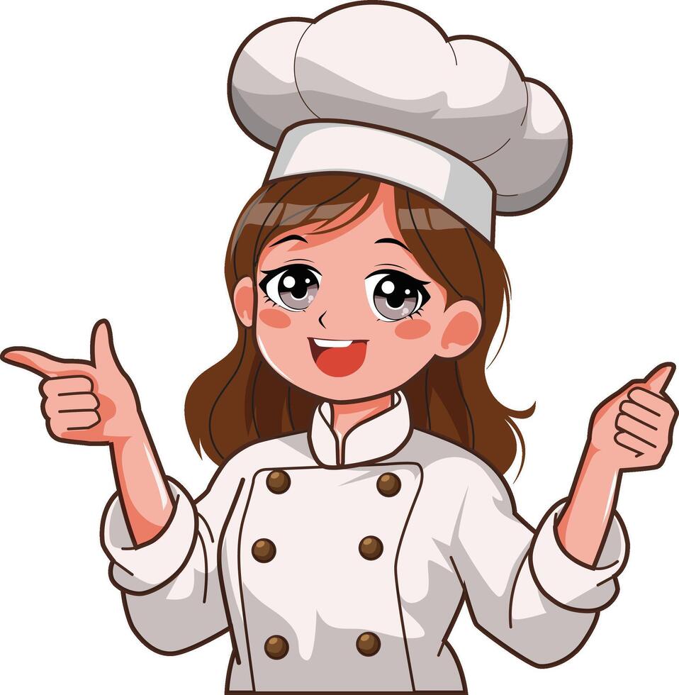 chef girl cartoon character vector
