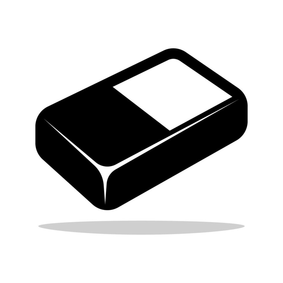 Eraser rubber icon, eraser silhouette isolated on white background. vector