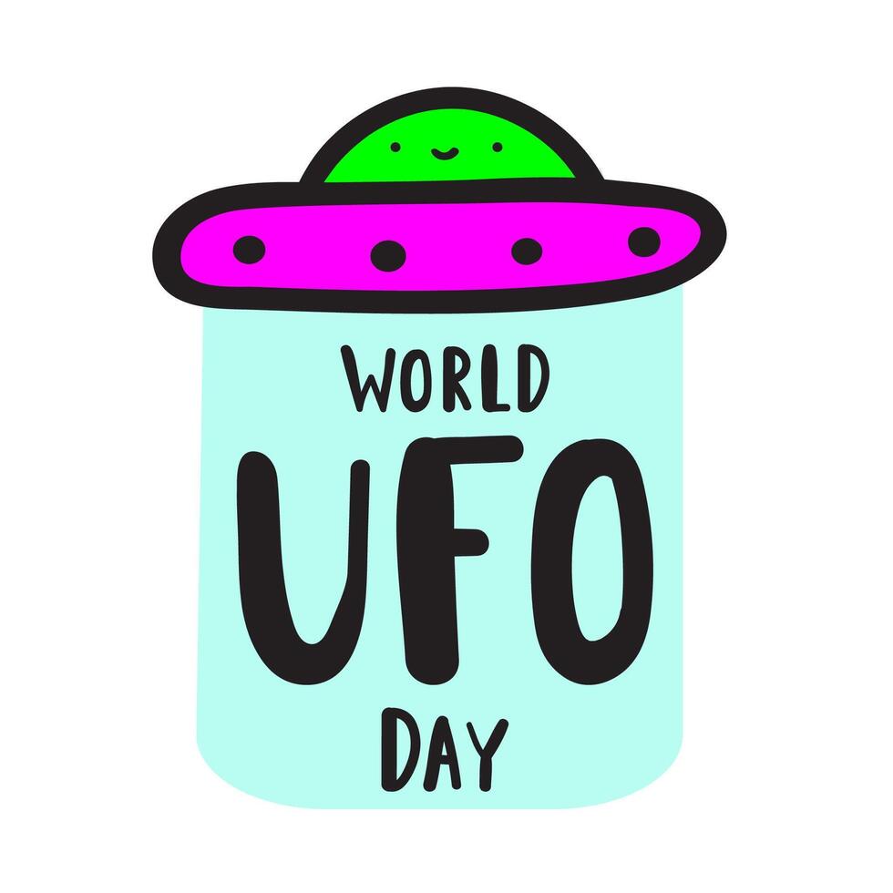 World UFO day. Alien in spaceship. Cute illustration on white background. vector