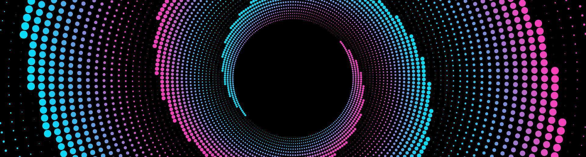 Blue pink techno background on dark space with dotted lines effect decoration. Modern graphic design element with glowing dots circles style concept for web banner, art, flyer, card, or brochure cover vector