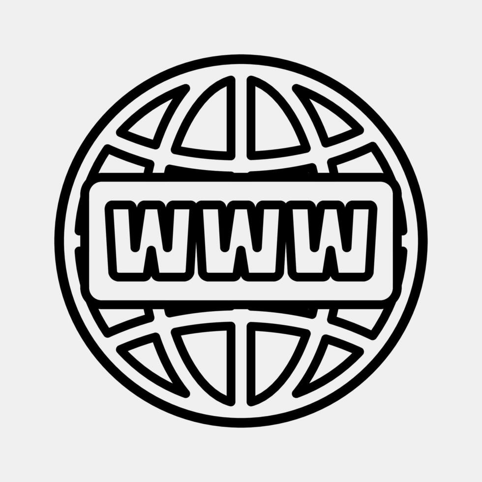 Icon domain name. Internet network elements. Icon in line style. vector