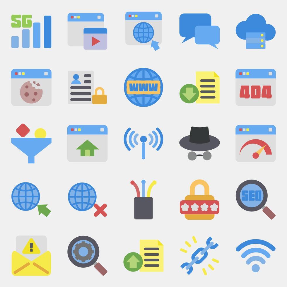 Icon set of internet. Internet network elements. Icon in flat style style. vector