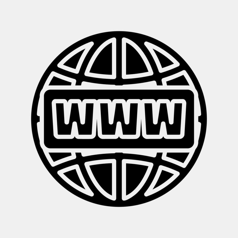 Icon domain name. Internet network elements. Icon in glyph style. vector