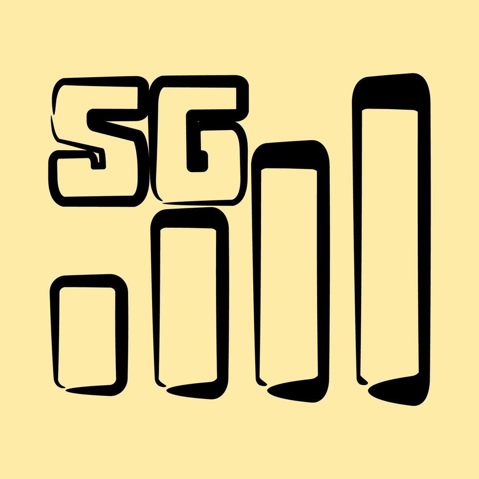 Icon 5g. Internet network elements. Icon in hand drawn style. vector