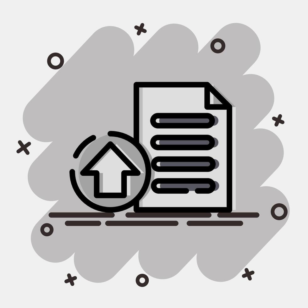 Icon upload. Internet network elements. Icon in comic style. vector