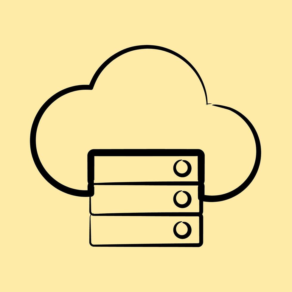 Icon cloud storage. Internet network elements. Icon in hand drawn style. vector