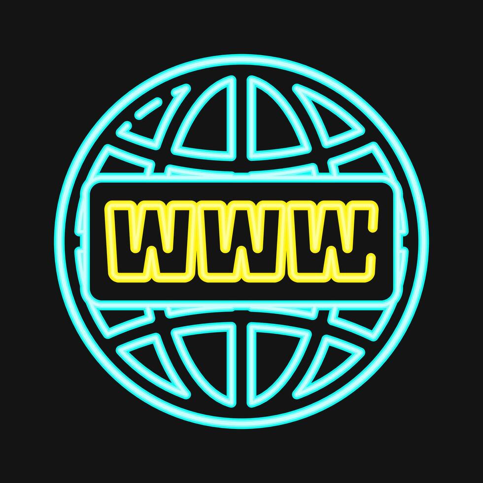 Icon domain name. Internet network elements. Icon in neon style. vector