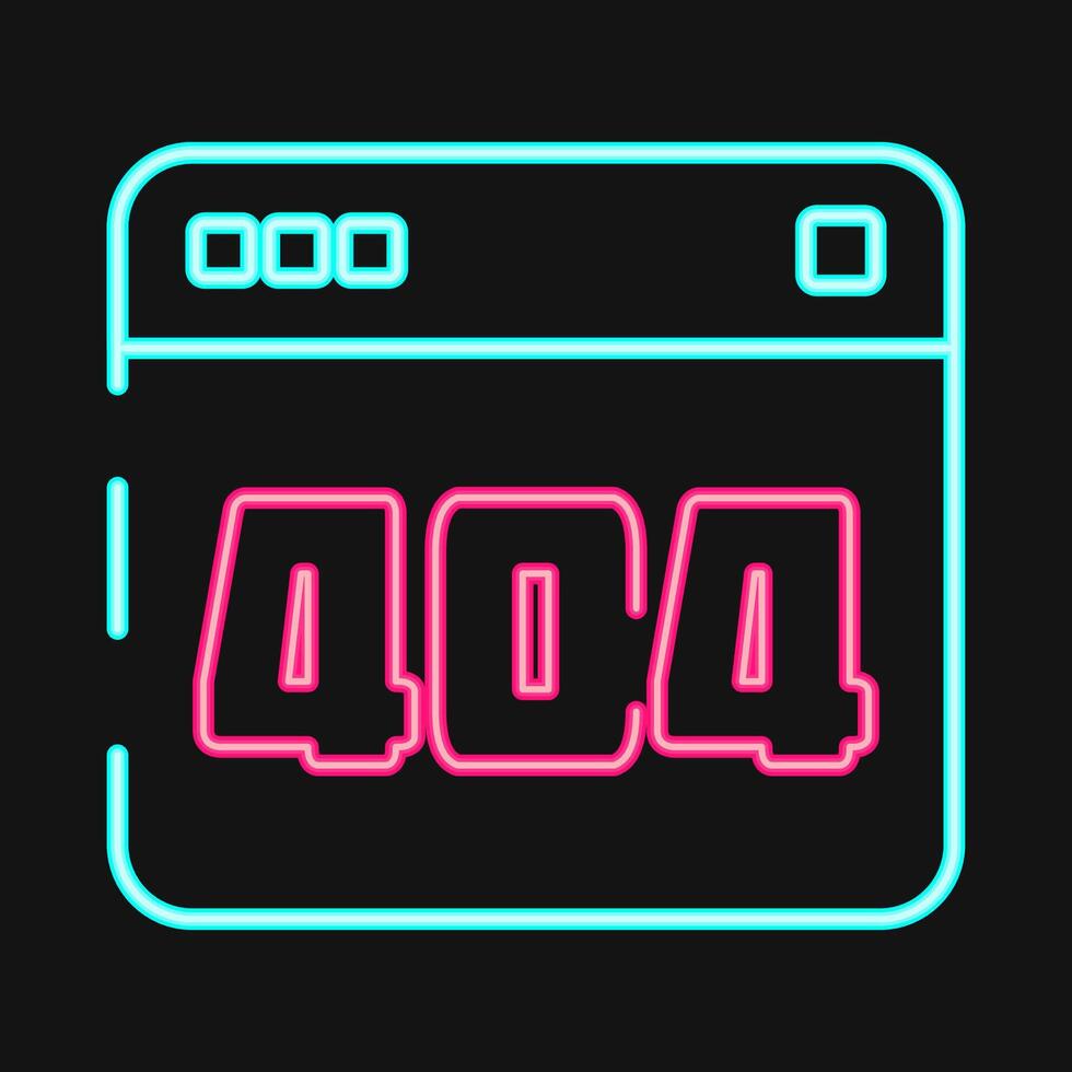 Icon error 404. Internet network elements. Icon in neon style. vector