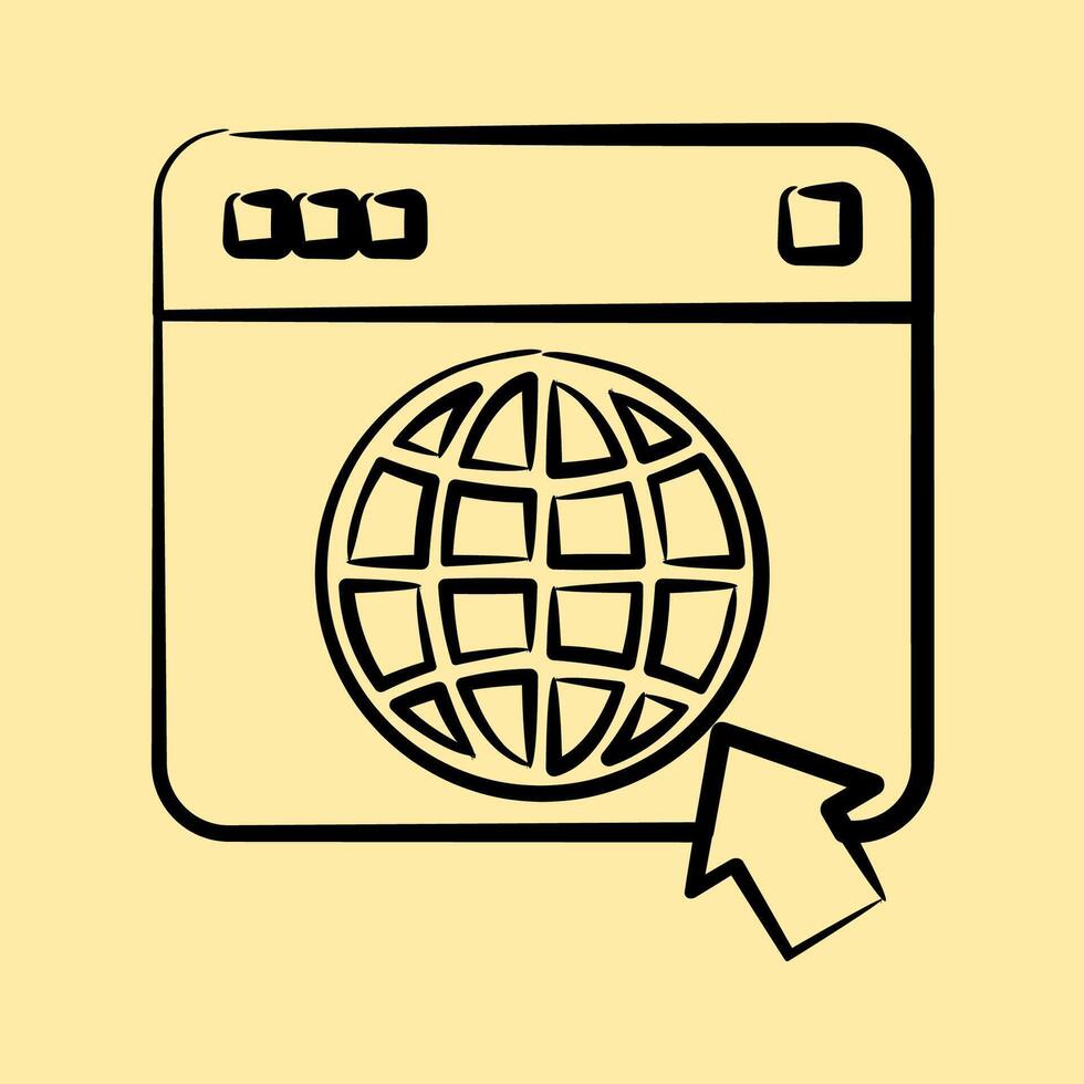 Icon browser. Internet network elements. Icon in hand drawn style. vector