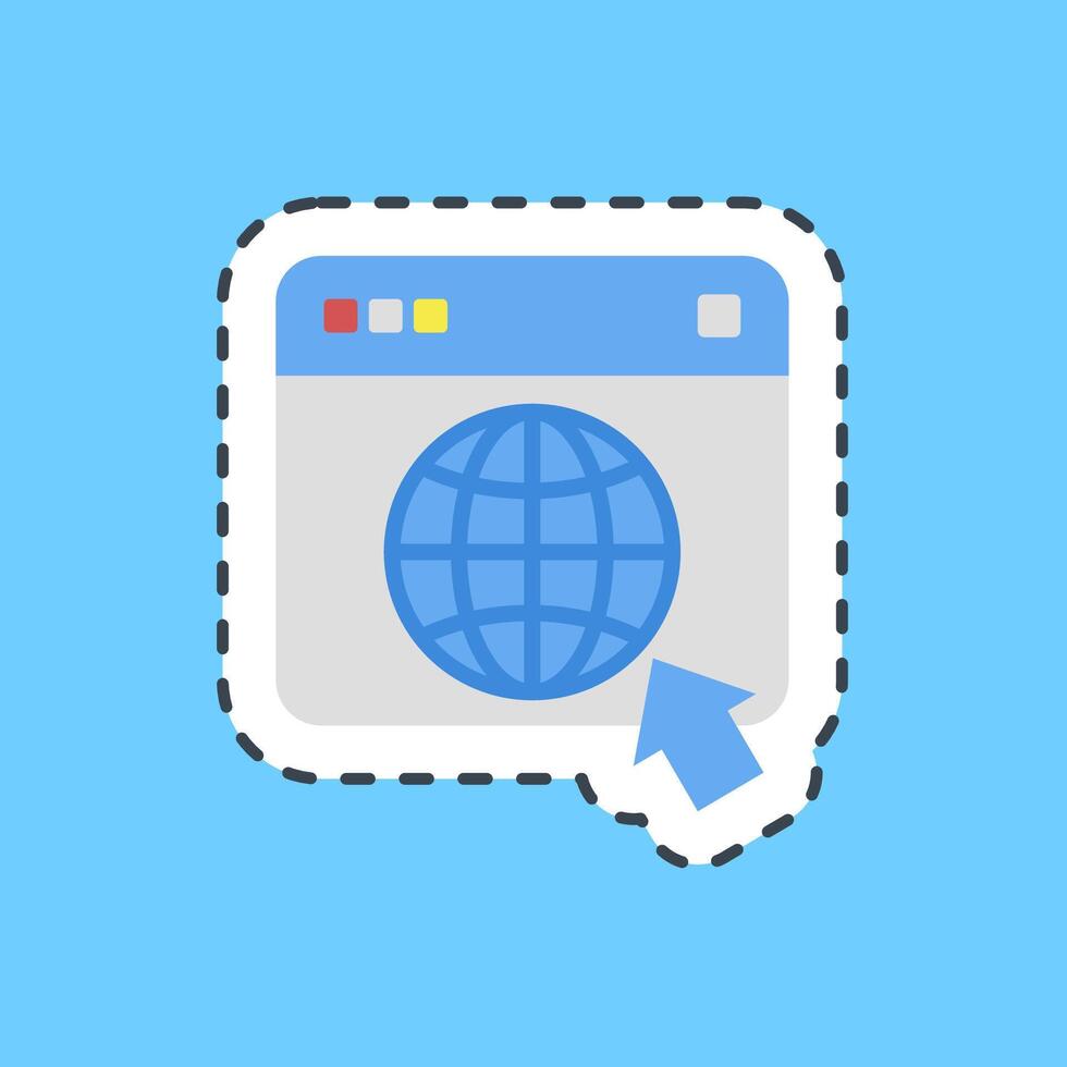 Cutting line sticker browser. Internet network elements. vector