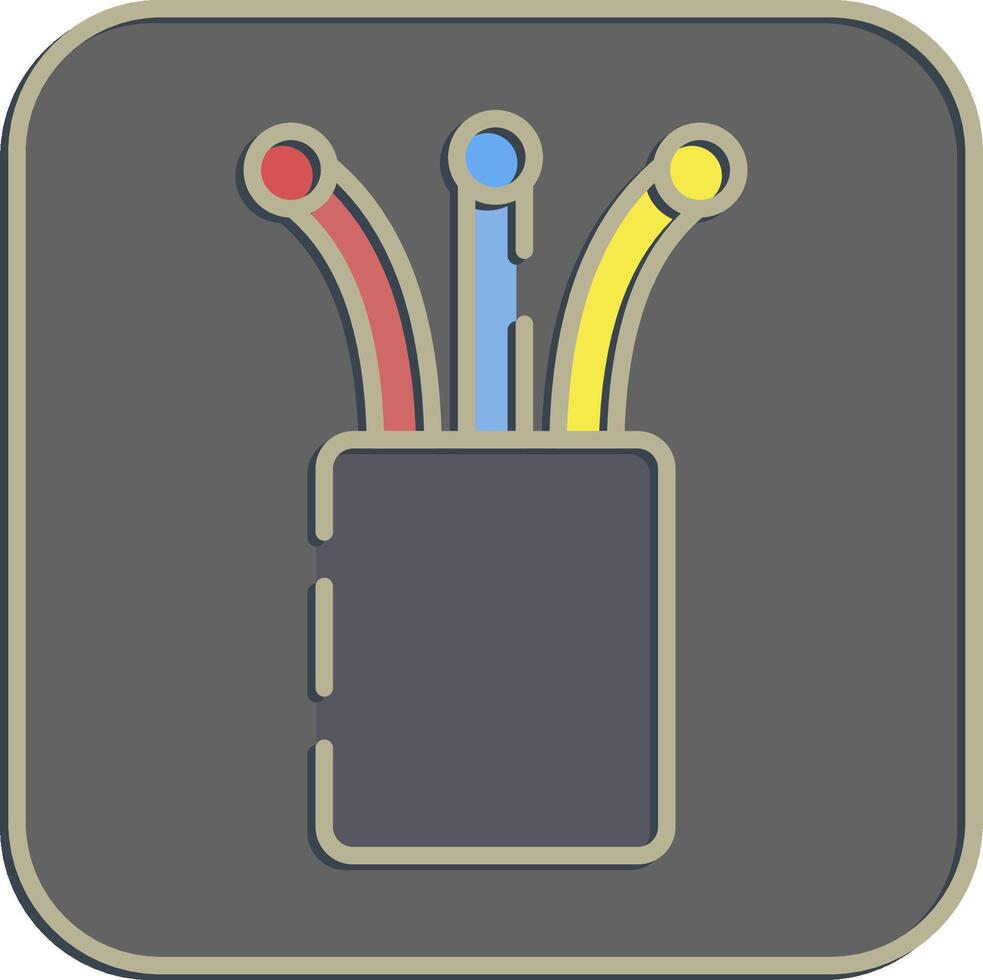 Icon optical fiber. Internet network elements. Icon in embossed style. vector