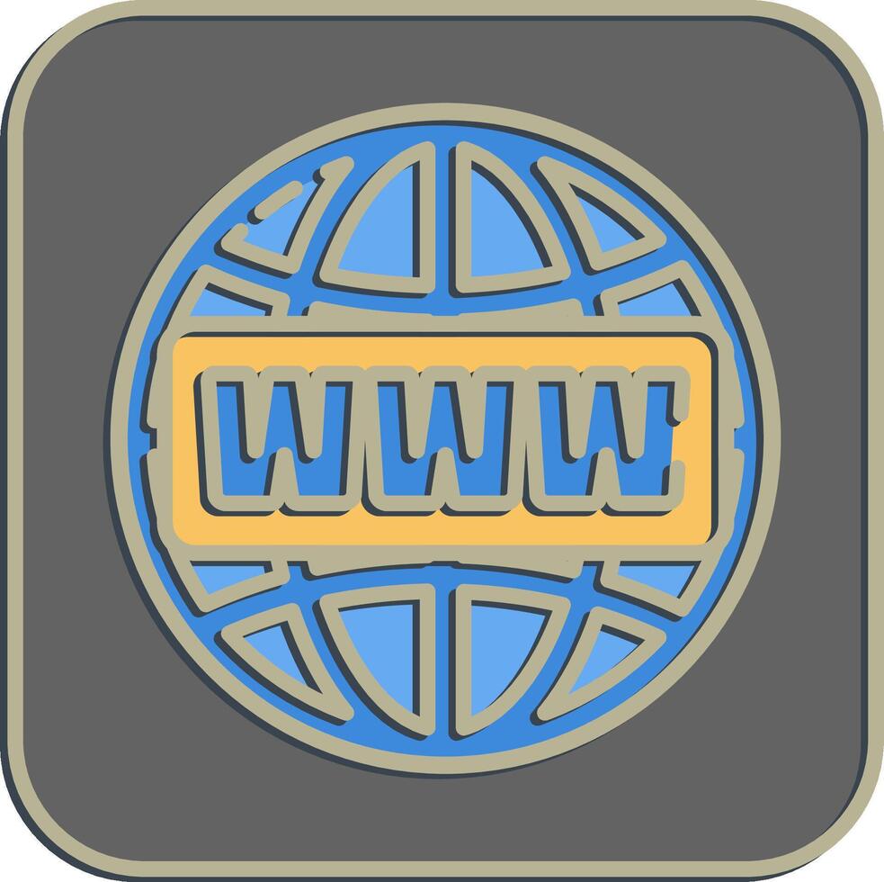 Icon domain name. Internet network elements. Icon in embossed style. vector