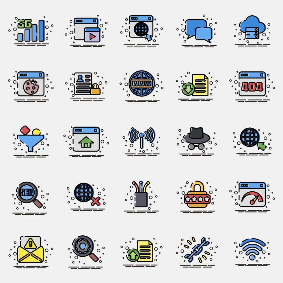 Icon set of internet. Internet network elements. Icon in MBE style. vector