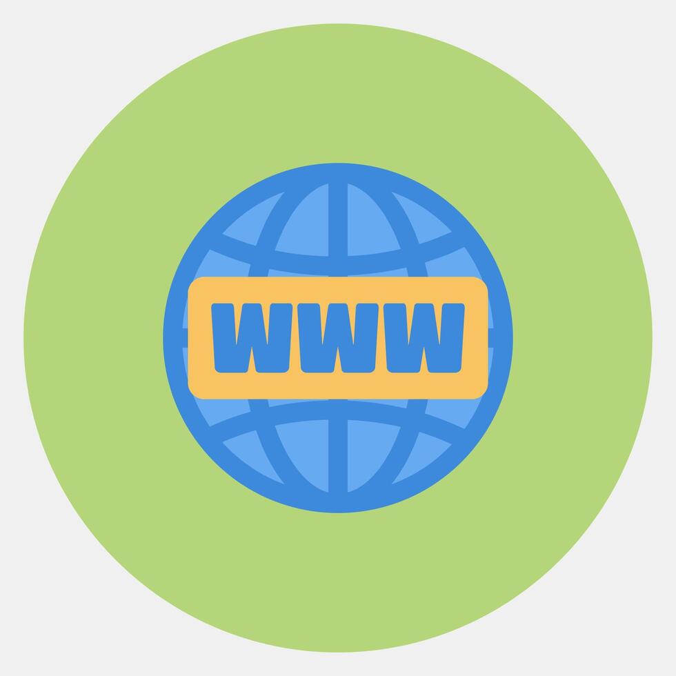 Icon domain name. Internet network elements. Icon in color mate style. vector