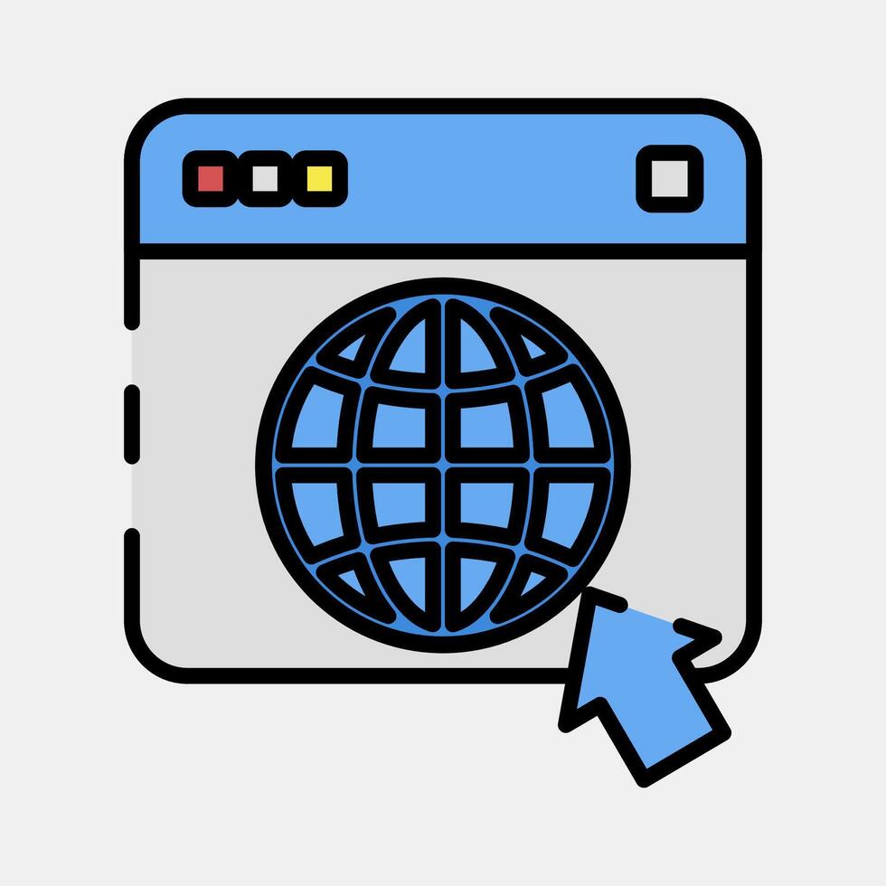 Icon browser. Internet network elements. Icon in filled line style. vector