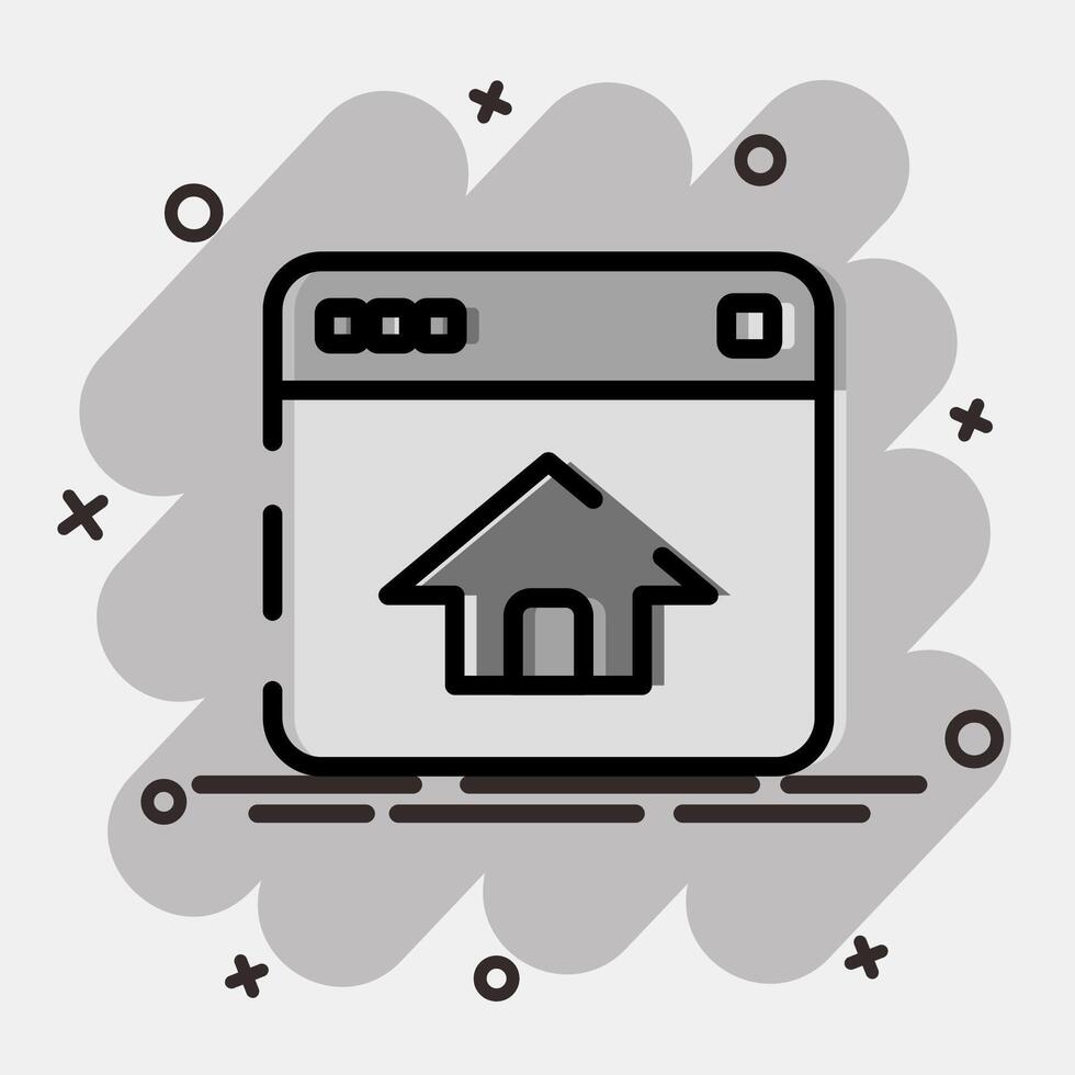 Icon homepage. Internet network elements. Icon in comic style. vector