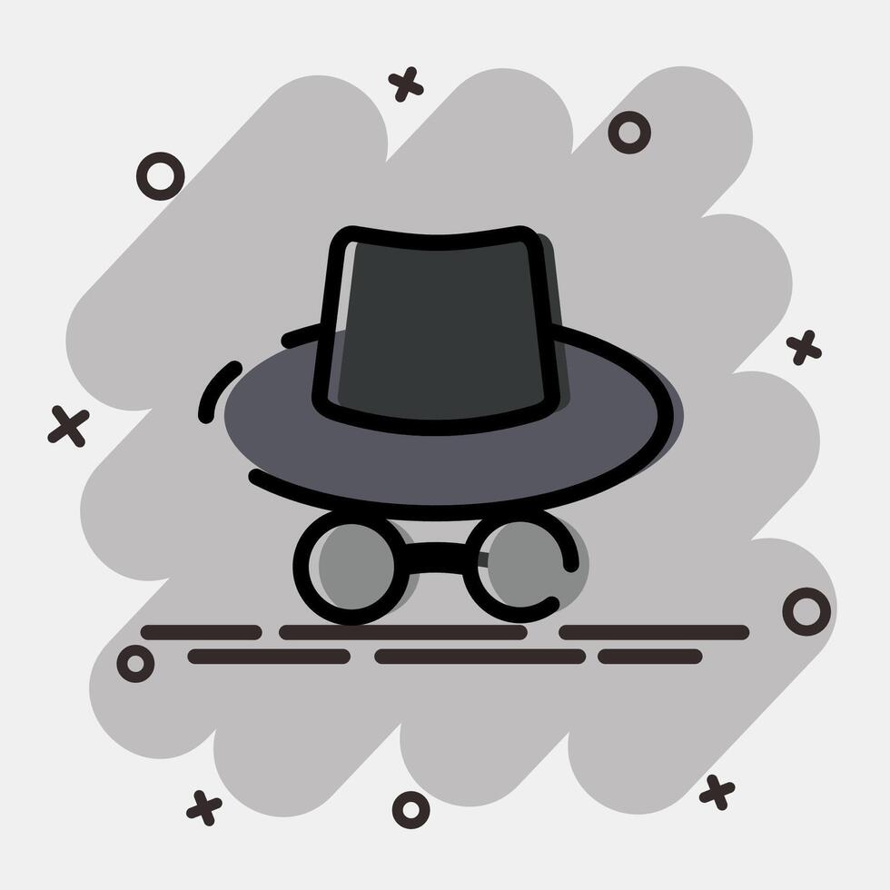 Icon incognito mode. Internet network elements. Icon in comic style. vector