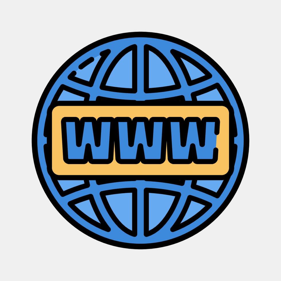 Icon domain name. Internet network elements. Icon in filled line style. vector
