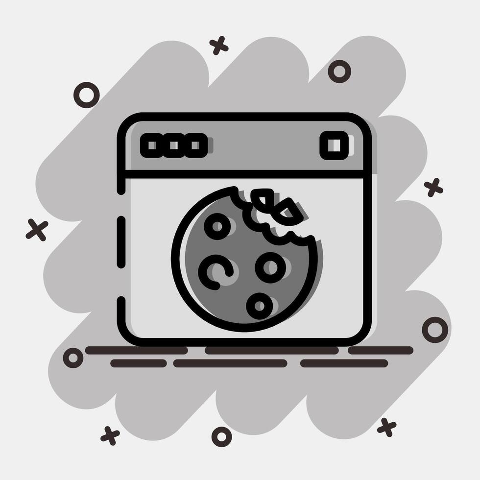 Icon cookies. Internet network elements. Icon in comic style. vector