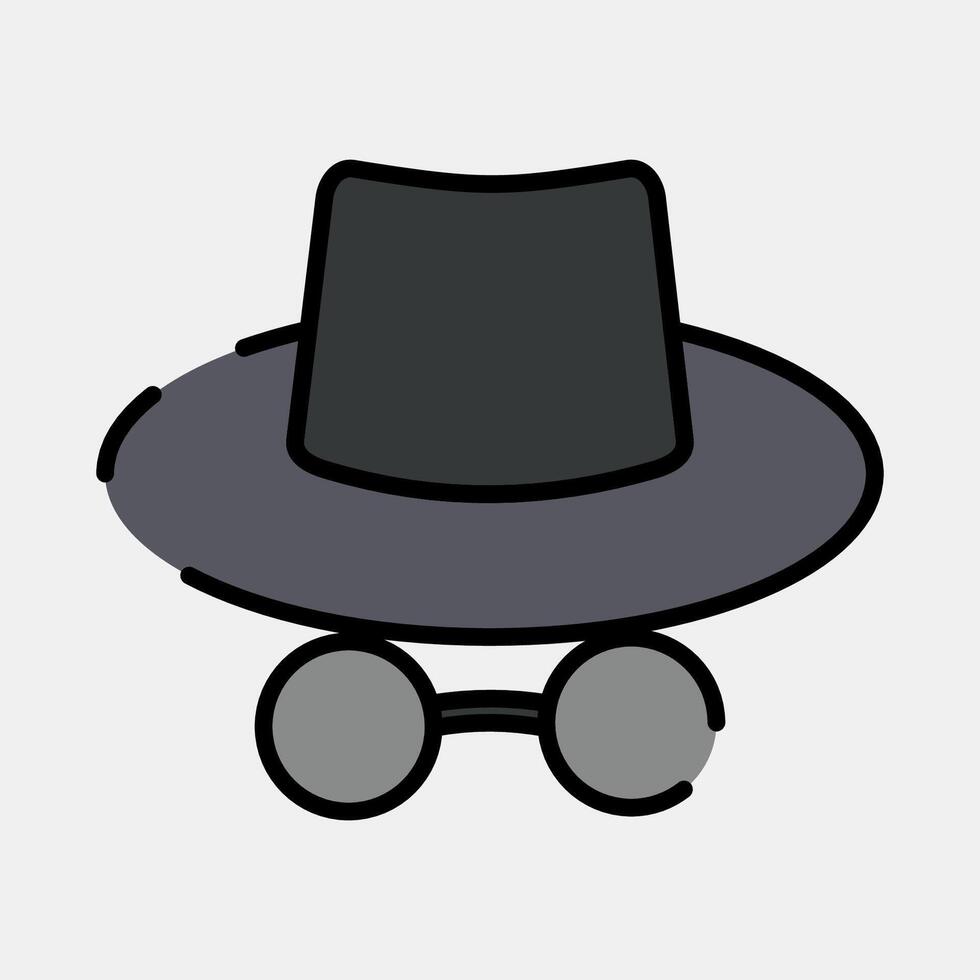 Icon incognito mode. Internet network elements. Icon in filled line style. vector