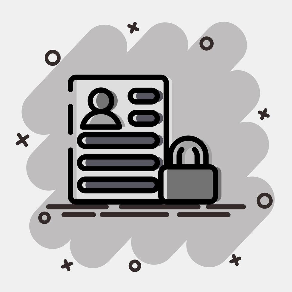 Icon data protection. Internet network elements. Icon in comic style. vector